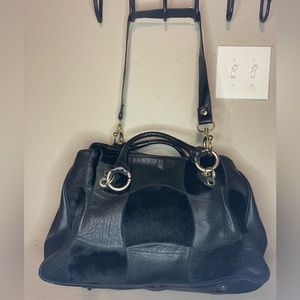 Vintage Paolo del Lungo Patchwork Leather & Pony Hair Patchwork Purse 80s/90s